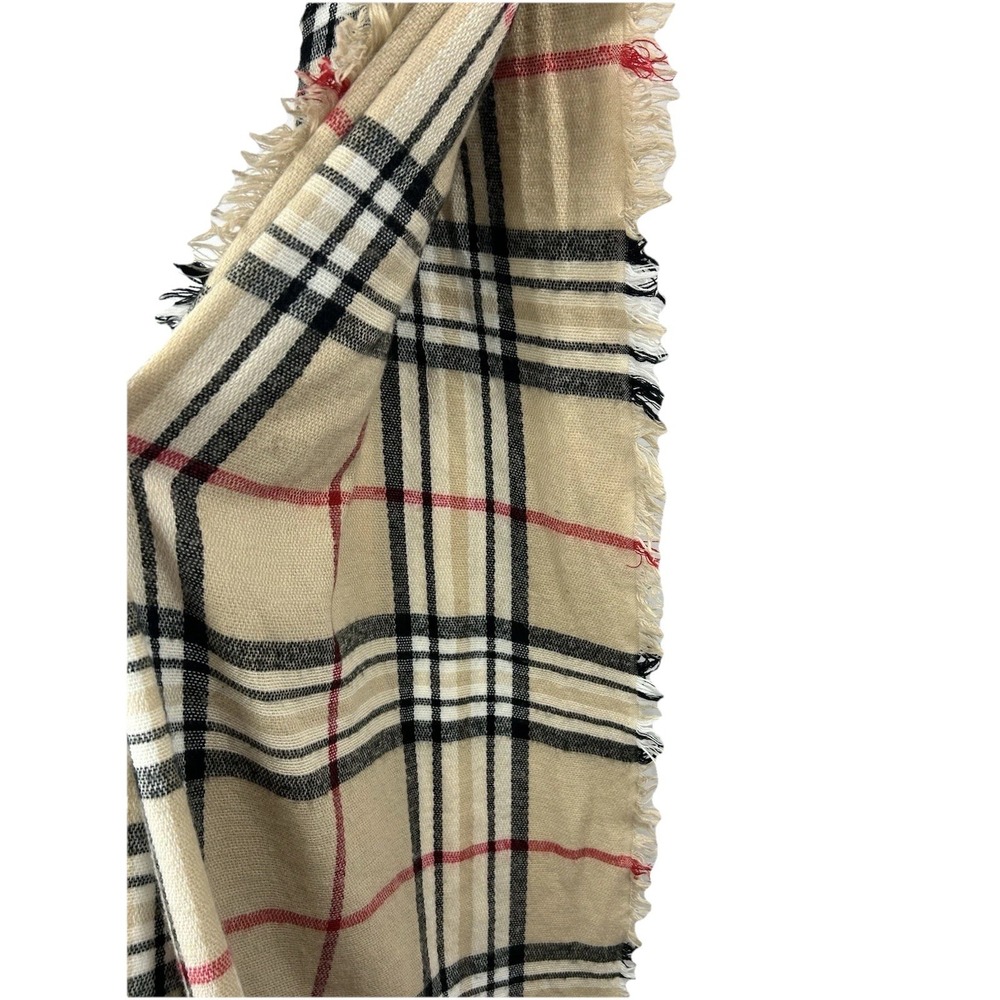 FRAAS Heritage‎ Plaid Scarf Oversized Tan Black Red Old Money London Timeless